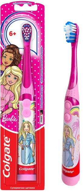 Colgate Электрическая зубная щетка электическая Детская SMILES NEW Barbie и Batman, розовый  #1