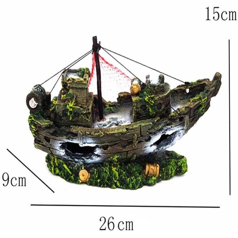 Декорация для аквариума Затонувший пиратский корабль 26*10*18 см  #1