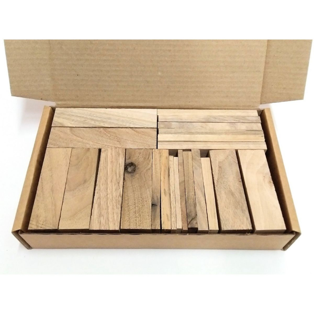 Грецкий орех брусок деревянный, Коробка обрезков 270х165х50мм, заготовки для резьбы по дереву, третий #1