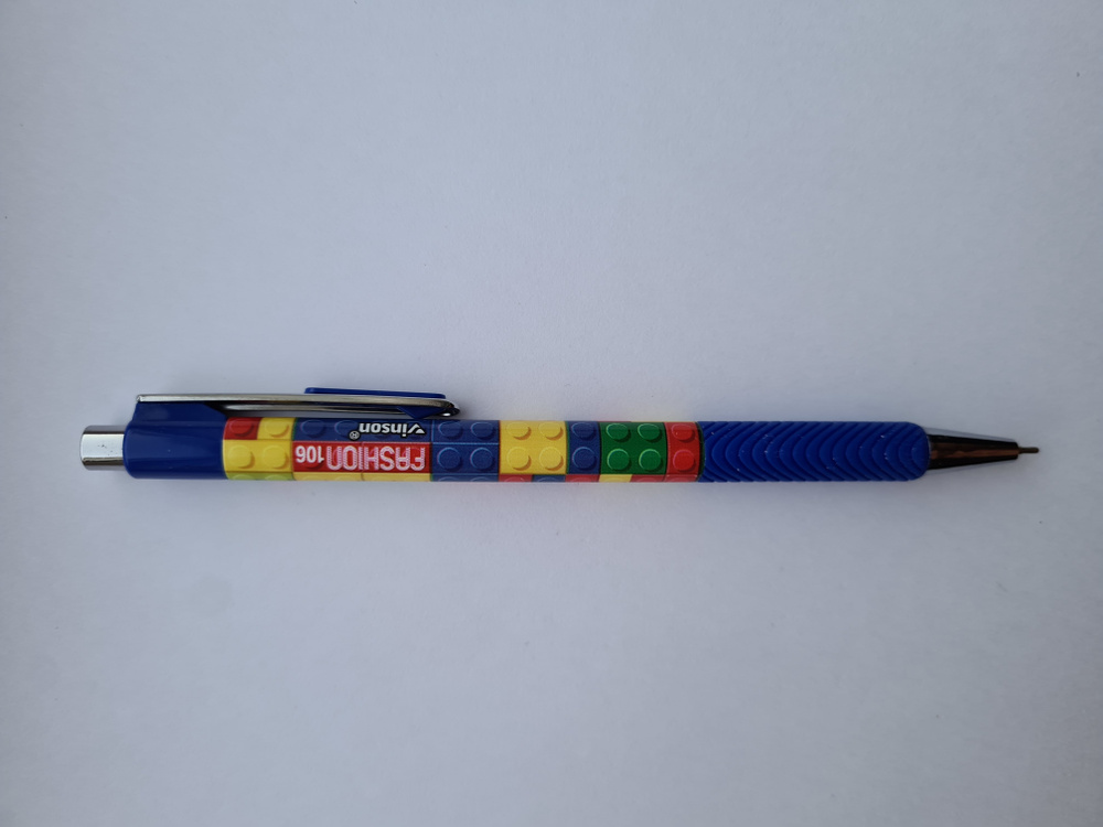 Ручка автоматическая "VINSON Fashion", цветной корпус с рисунком Лего, резиновый держатель, цвет чернил #1