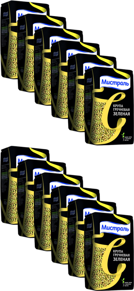 Крупа Мистраль Гречневая зеленая, комплект: 12 упаковок по 450 г  #1