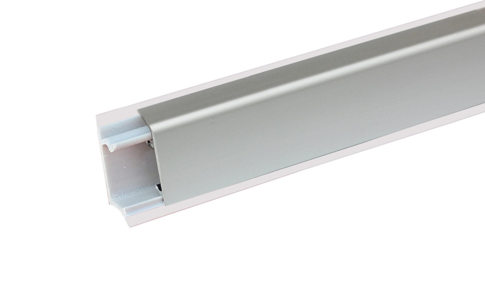 Плинтус алюминиевый прямоугольный для столешницы Квадро , Алюминий , 1,5м с комплектом заглушек  #1