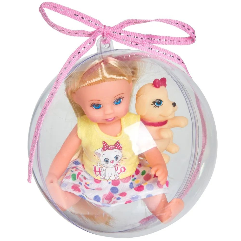 Куколка Bondibon Oly, 13 см, с собачкой, в прозрачном шаре, d 11 см ВВ3884  #1