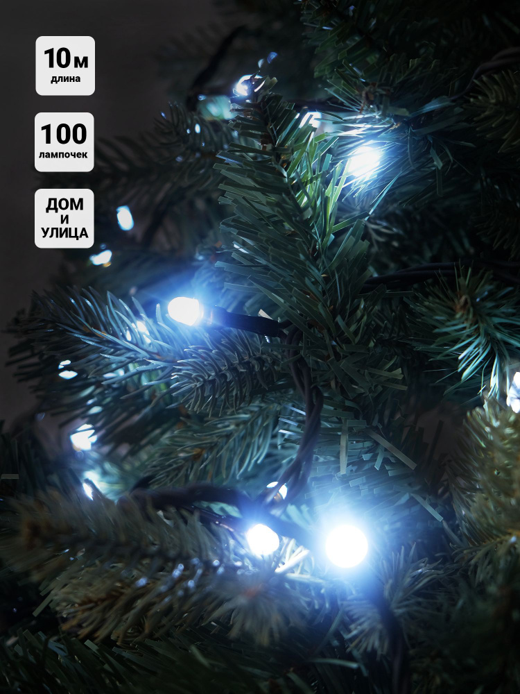 Гирлянда Нить уличная SH Lights 100 белых LED, 10 м, RB-LD100-W-E #1