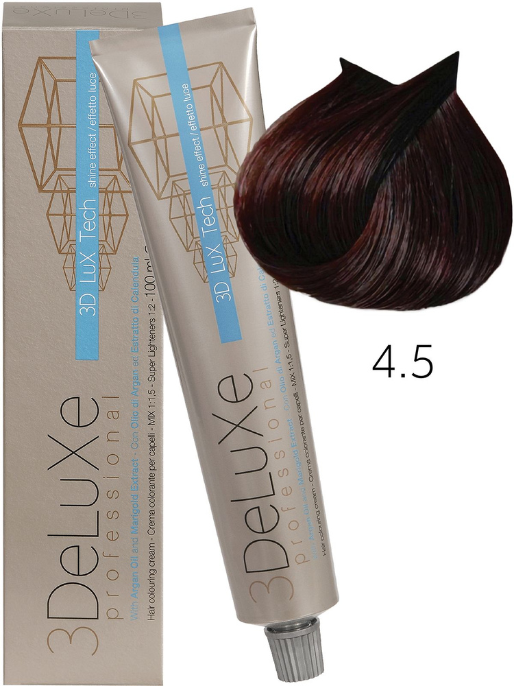 3DELUXE PROFESSIONAL 4.5 Крем-краска для волос КАШТАНОВЫЙ (КРАСНОЕ ДЕРЕВО), 100мл  #1