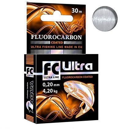 Леска зимняя для рыбалки AQUA FC ULTRA Fluorocarbon Coated 0,20mm 30m, 1 штука  #1