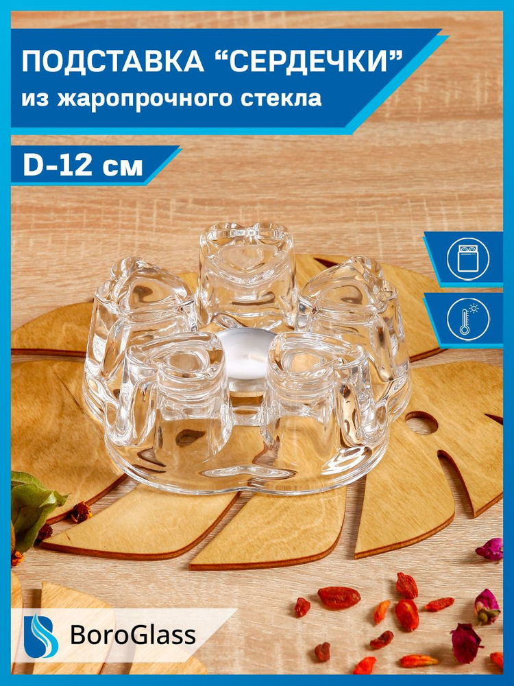 BoroGlass Подставка для подогрева, 12 см х 12 см, 1 шт #1