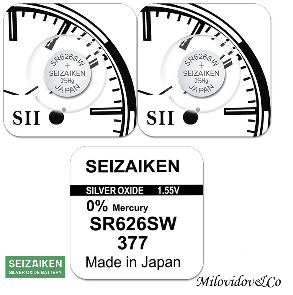 Часовая батарейка Seizaiken 377 (SR626SW) 2 шт. #1