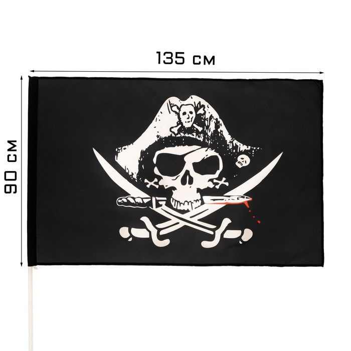 Флаг Пиратский, 90 х 135 см, полиэфирный шелк, без древка #1
