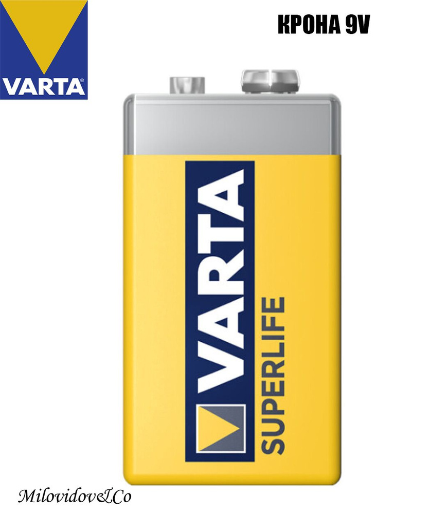 Varta Батарейка Крона (6F22, 1604D), Солевой тип, 9 В, 1 шт #1