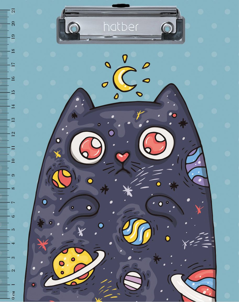 Папка-Планшет Hatber А5ф с металлическим зажимом Космический котик  #1