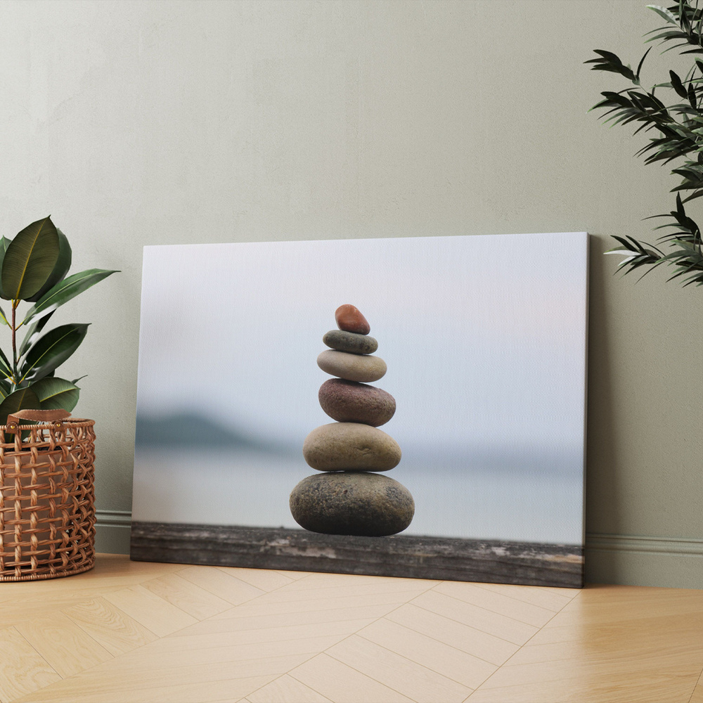 Картина на холсте (баланс камней равновесие душевное) 20x30 см/для интерьера/в комнату/на стену/в подарок #1