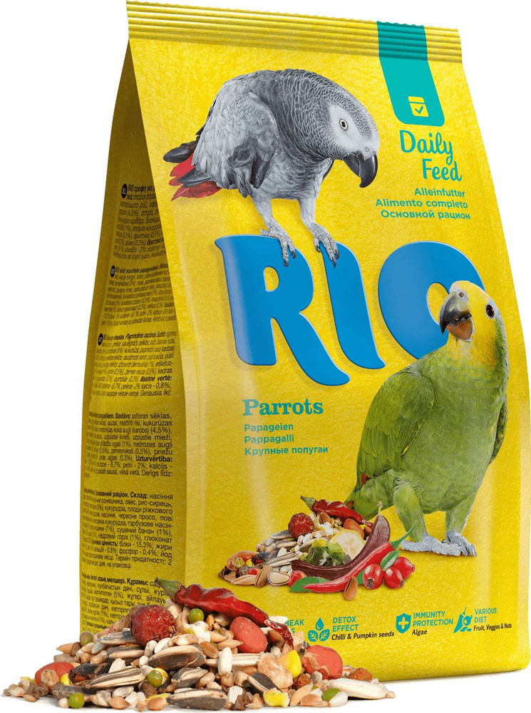 Корм для птиц сухой RIO / Рио Parrots основной рацион для крупных попугаев из сафлоры и гречихи 1кг / #1