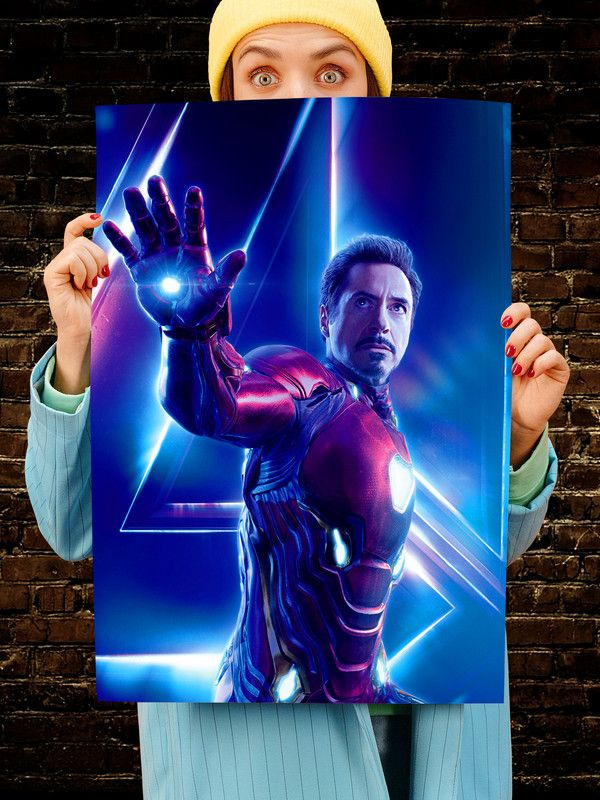 Постер интерьерный Железный человек 3, 70х46 см. Матовый яркий. Тони старк Мстители Роберт Дауни мл. #1