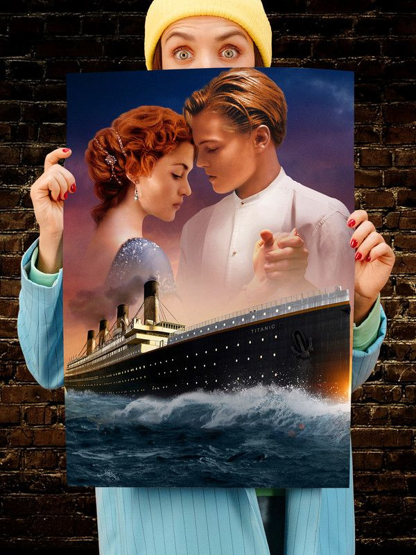 Постер интерьерный Титаник, 70х46 см. Матовый яркий. Леонардо Ди Каприо  #1