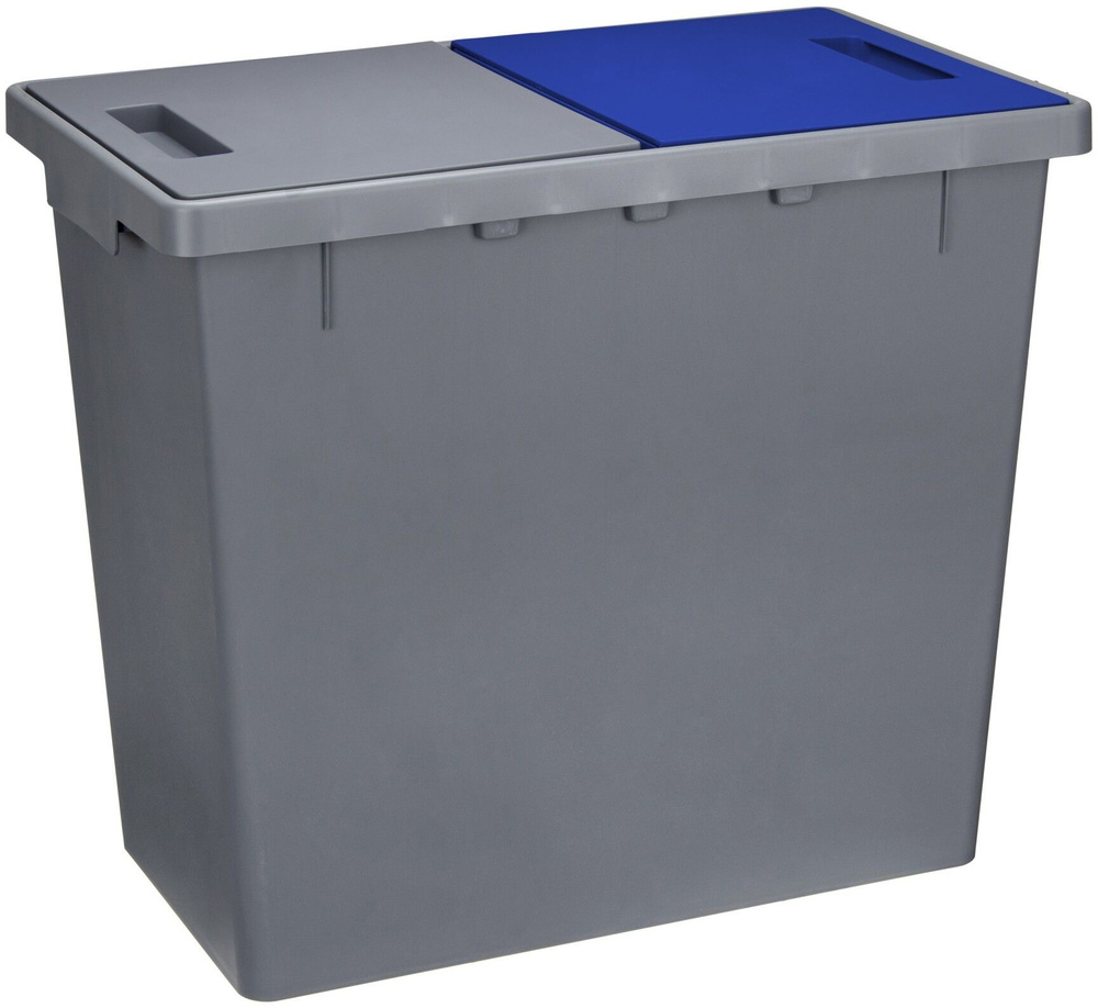 Контейнер для мусора, 40л (20+20л), 29x49x42 см, 2-х секционный, серый, пластик  #1