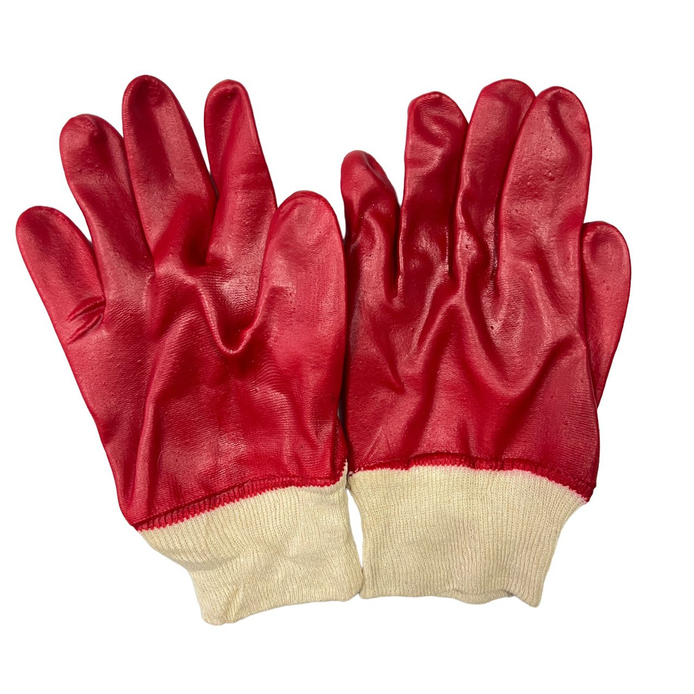 Перчатки маслобензостойкие, защитные, строительные рабочие с нитриловым покрытием полный облив, Красные #1