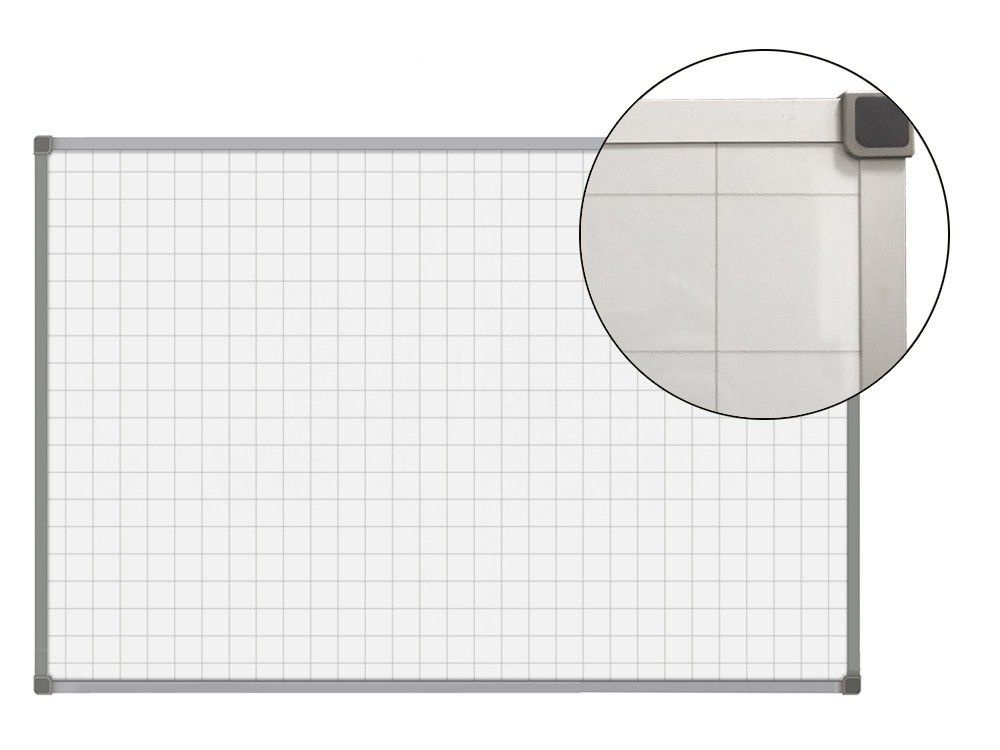 Доска магнитно-маркерная 90x120 см, белая с разлиновкой клетка 5х5 см, BoardSYS, с полочкой  #1