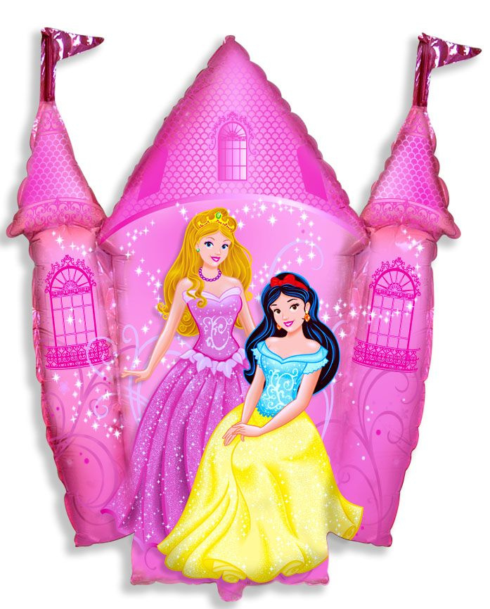 Воздушный шар, яркий, фольгированный, фигурный, Фигура Замок принцессы Розовый, 86см, 1 шт  #1