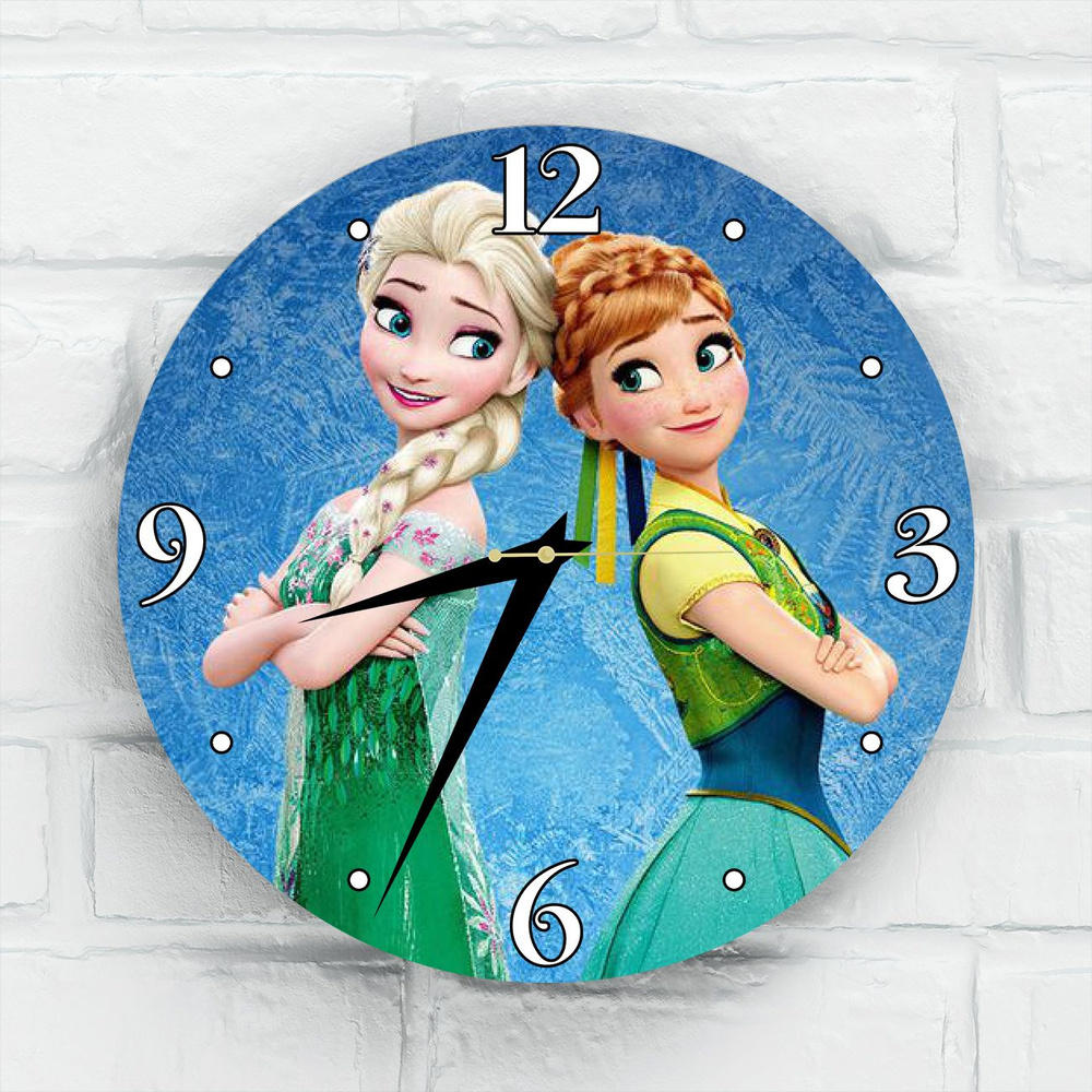 Настенные часы Холодное Сердце Анна и Эльза Frozen Anna and Elsa 30см  #1