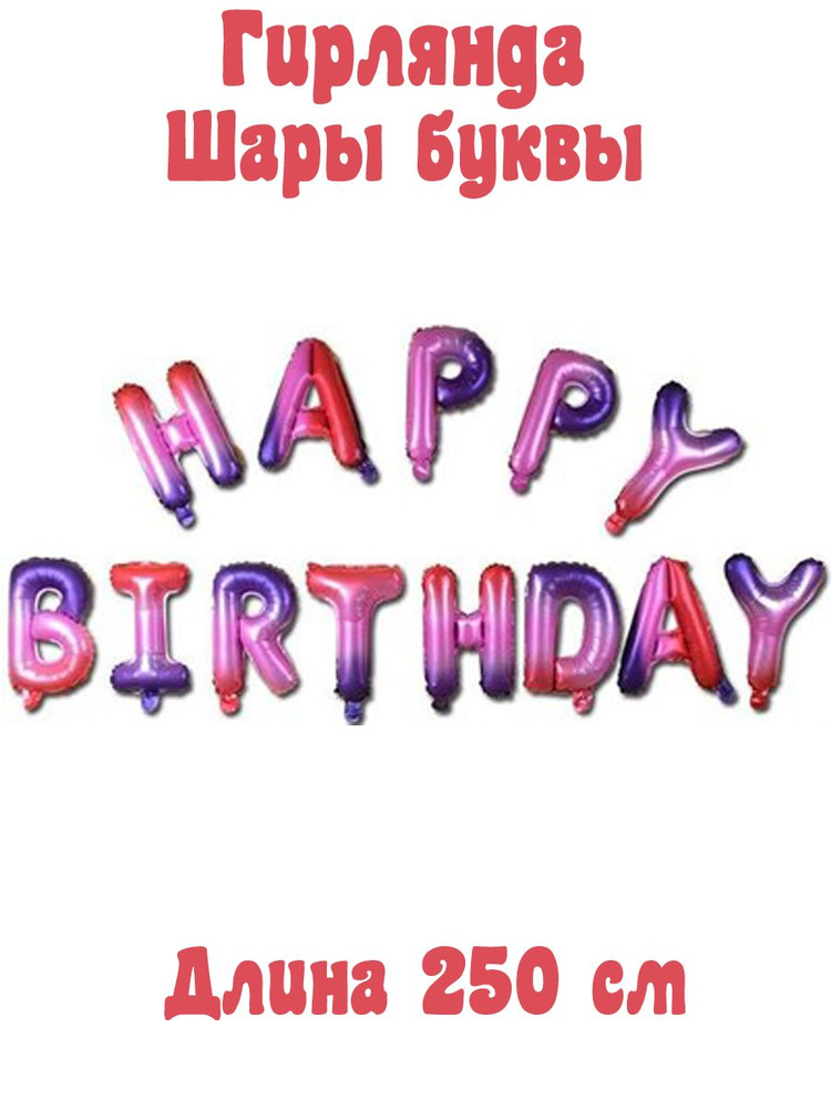 Набор воздушных фольгированных шаров. Гирлянда, растяжка из шаров. Буквы Happy birthday С днем рождения #1