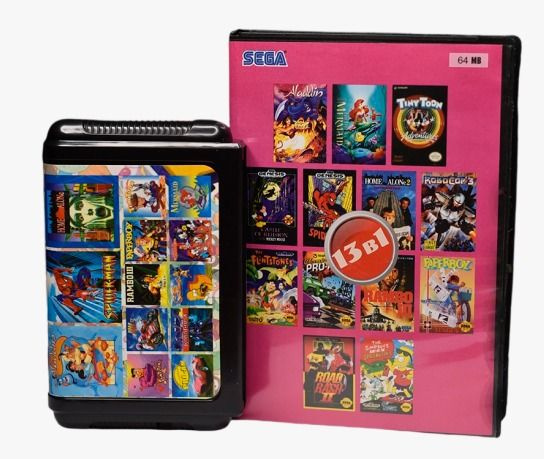 Игровой картридж для SEGA DT-6402 13в1 (ALADDIN, TINYTOON, CASTLE OF ILLUSION, SPIDER MAN, ROBOCOP 3, #1