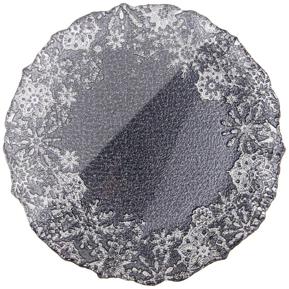 Тарелка новогодняя из стекла "SNOW BLACK"21 см #1
