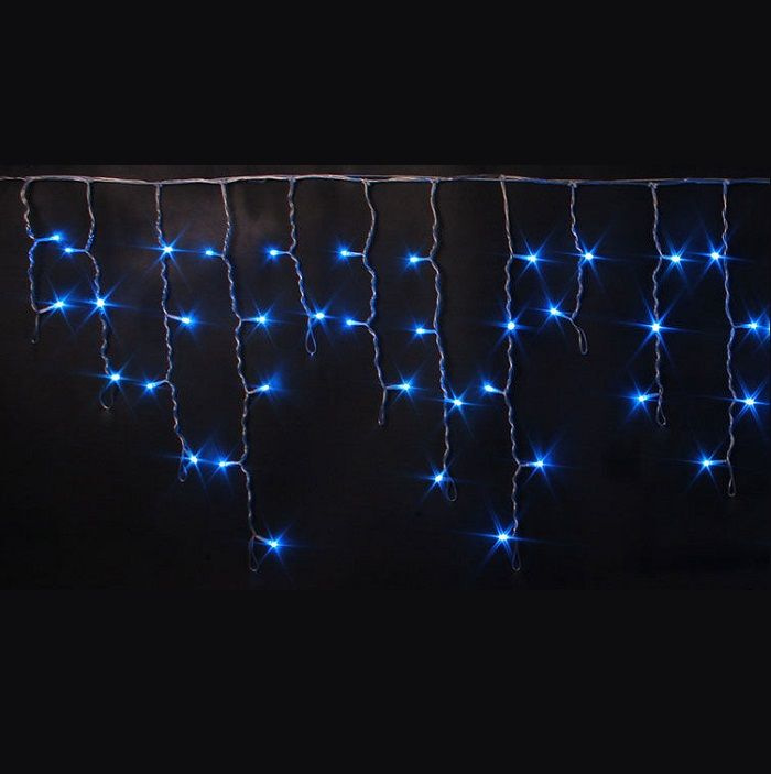 Гирлянда Светодиодная бахрома Rich LED, 3*0.5 м, мерцающая, синяя, прозрачный провод. Блок питания 65818, #1