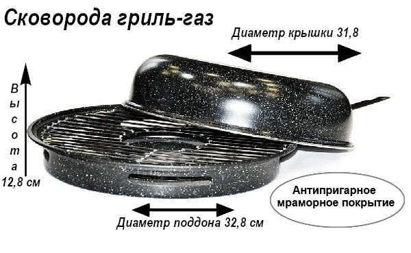 Сковорода гриль-газ антипригарное мраморное покрытие D-516, диаметр 33 см  #1