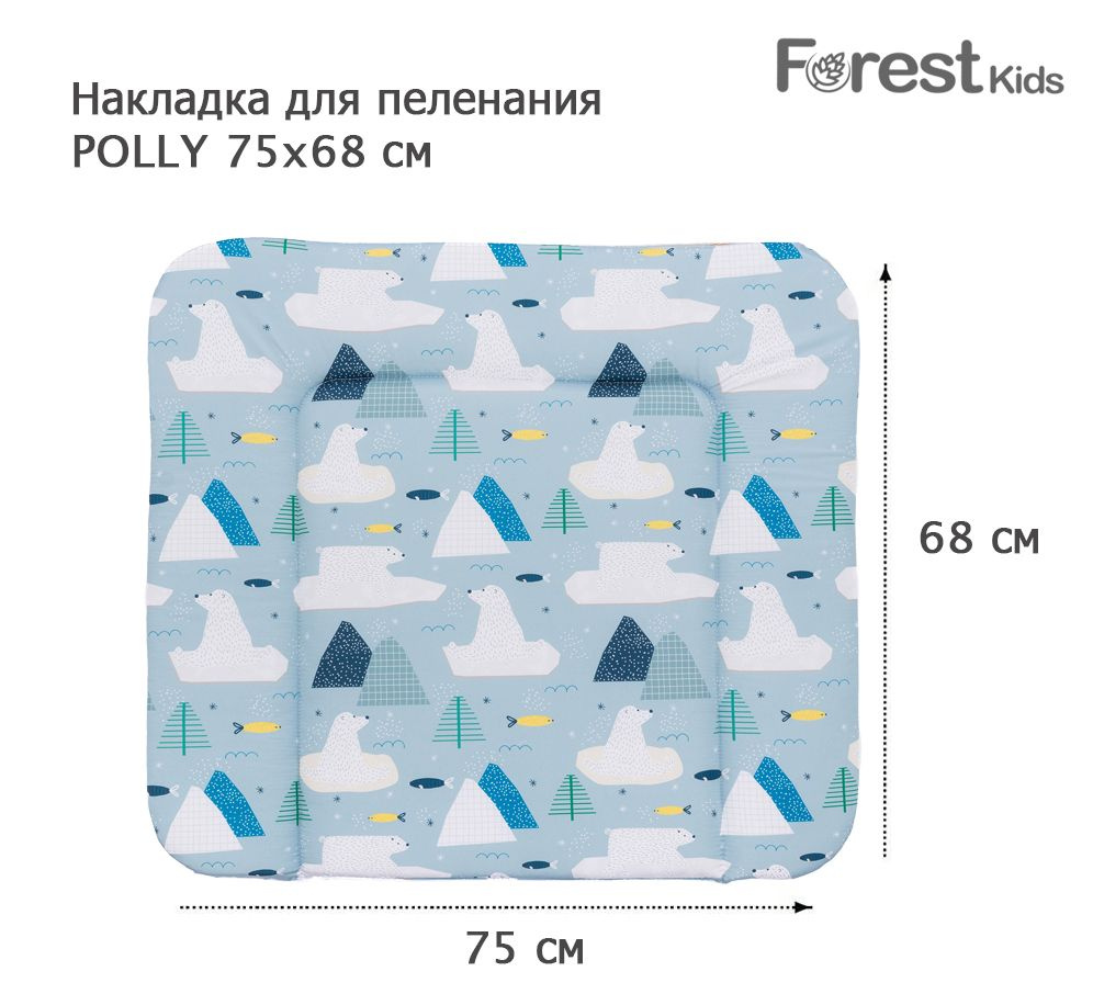 Forest kids Накладка для пеленания на комод Polly 75х68 см Медведи/Синий  #1