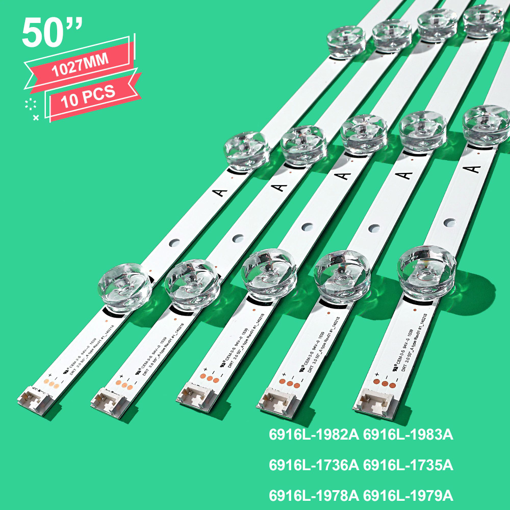 Kit 10 Pezzi Strisce LED Retroilluminazione Compatibili Per TV LG 50LB6300, 50LF6000, 50LF5610 E Modelli 6916L-1982A/1781A - Lunga Durata!