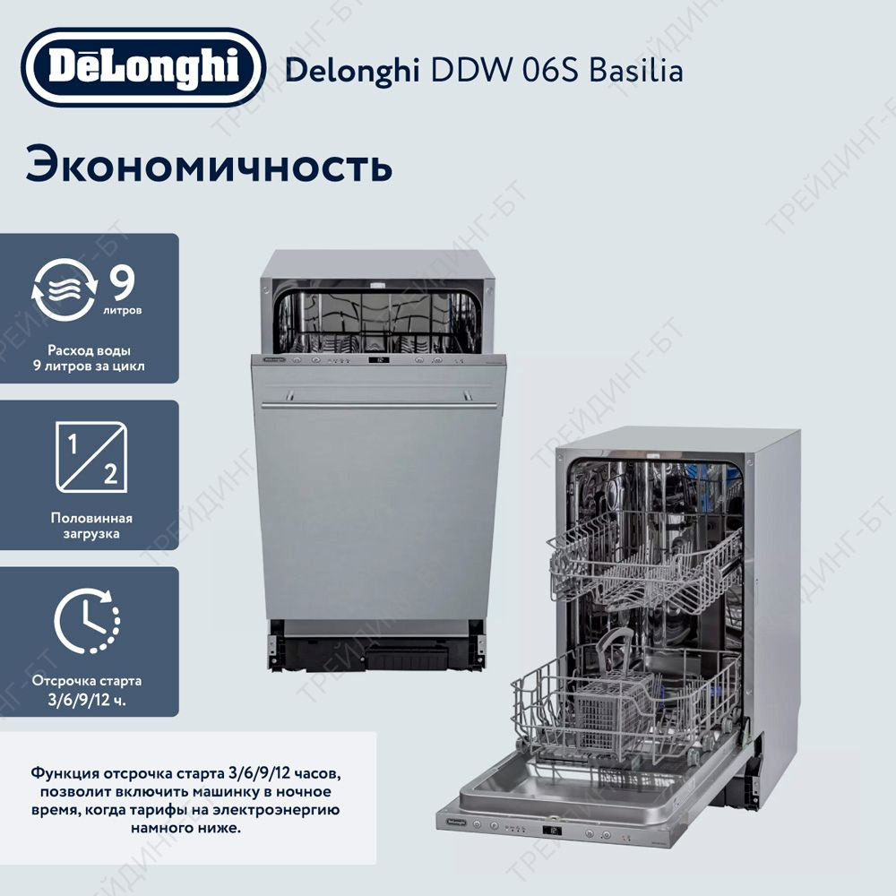 Встраиваемая посудомоечная машина DeLonghi DDWS06S Basilia, серый купить по  выгодной цене в интернет-магазине OZON (242826081)