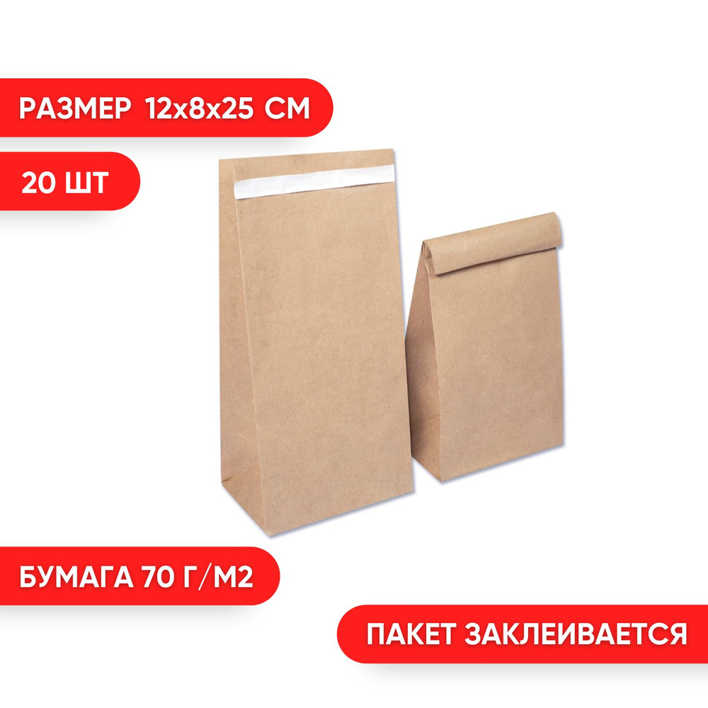 TEK PACK MARKET Пакет с клеевым клапаном, 12х8х25 см, 20 шт #1