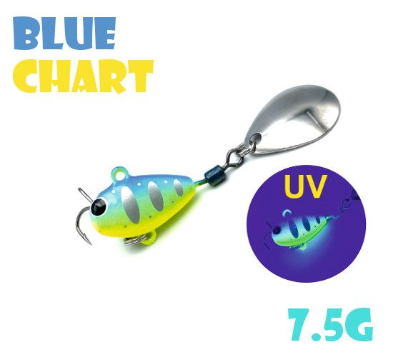 Тейл-Спиннер Uf-Studio Hurricane 7.5g #Blue Chart #1