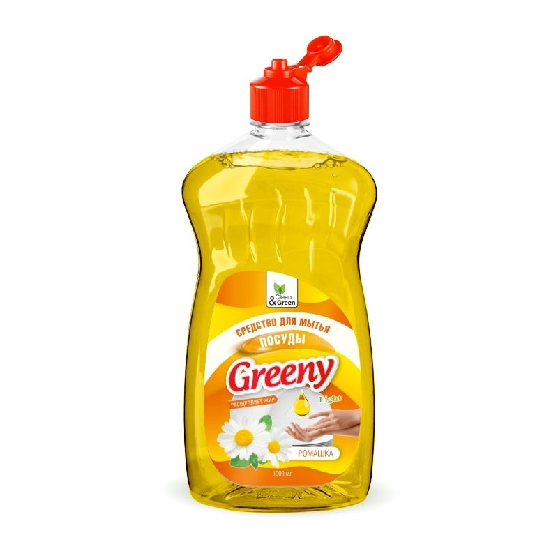 Средство для мытья посуды "Greeny" Light 1000 мл. Ромашка Clean&Green CG8157, 4 шт  #1