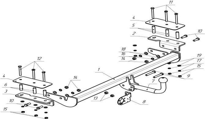 Фаркоп для Opel Astra H седан 2004-2009. (без электрики) (паспорт и сертификат) AvtoS.OP03  #1