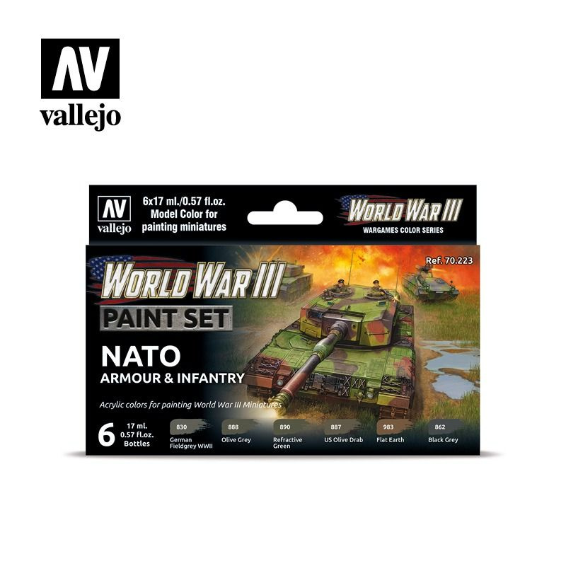 Набор красок Vallejo Model Color Set - WWIII NATO Armour & Infantry 70223 (6 красок по 17 мл)  #1