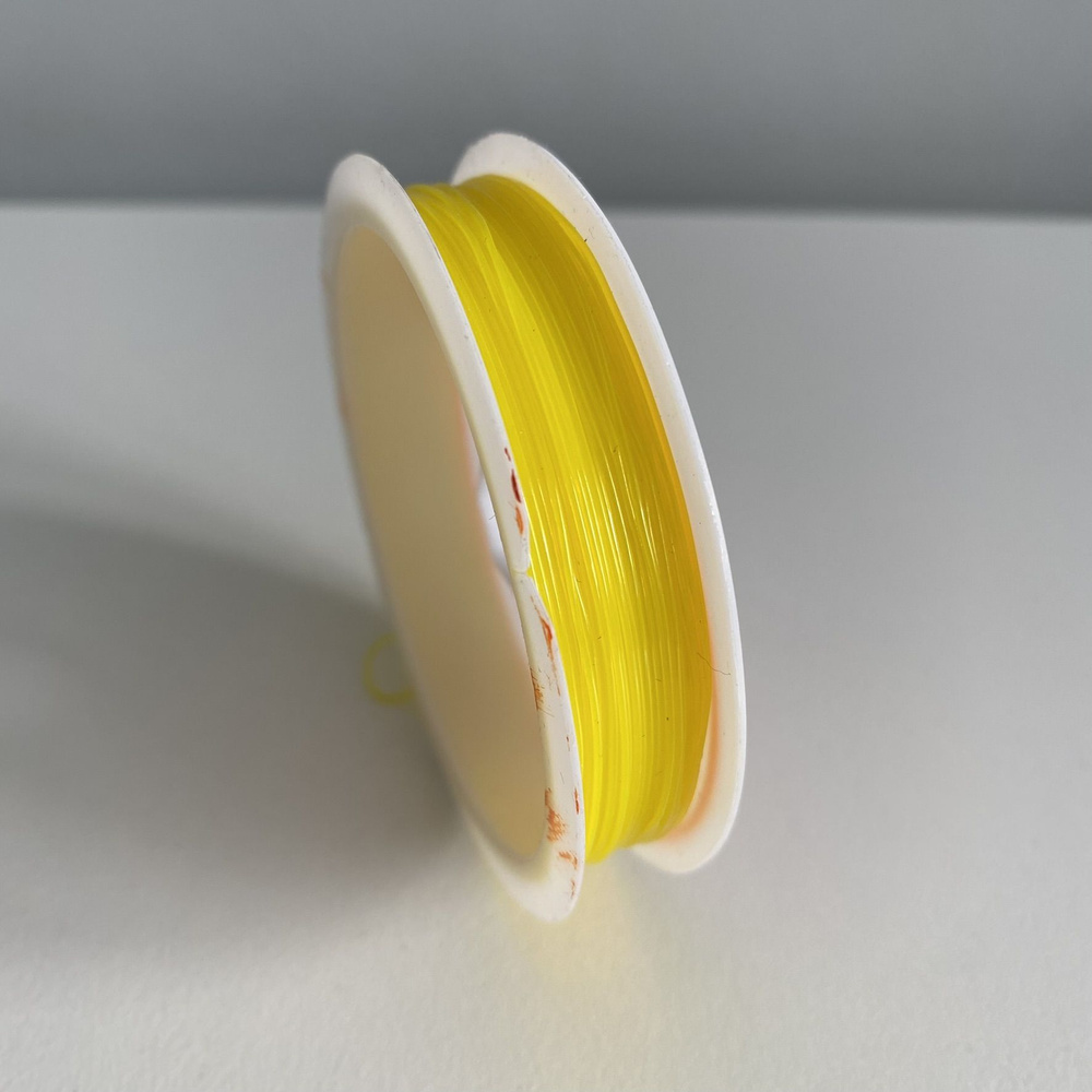 Нитка-резинка эластичная, силиконовая для бус/бисера/браслета 0,8 мм, длина 12 м цвет желтый  #1