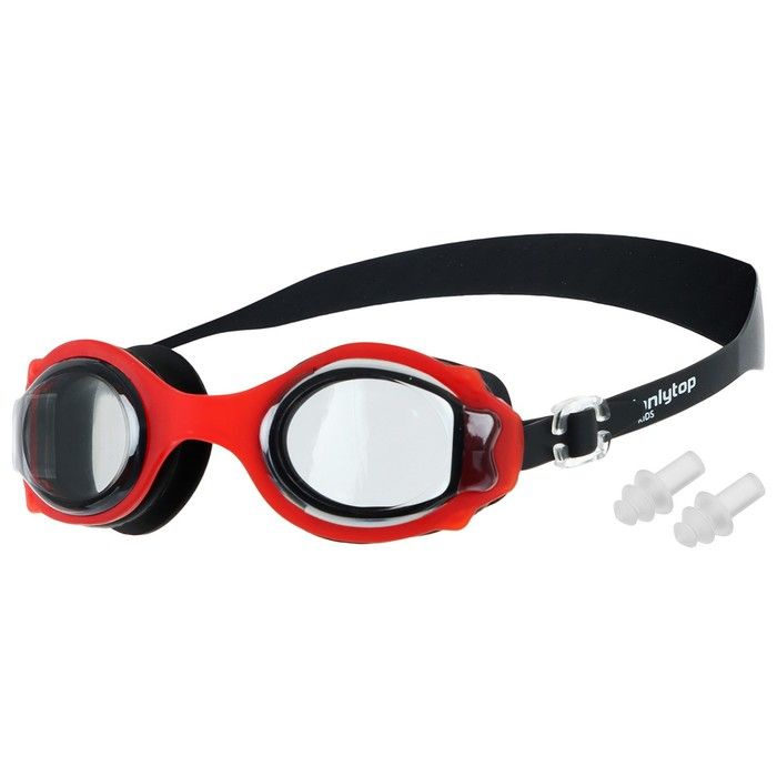 Очки для плавания детские ONLYTOP, беруши, цвет чёрный #1