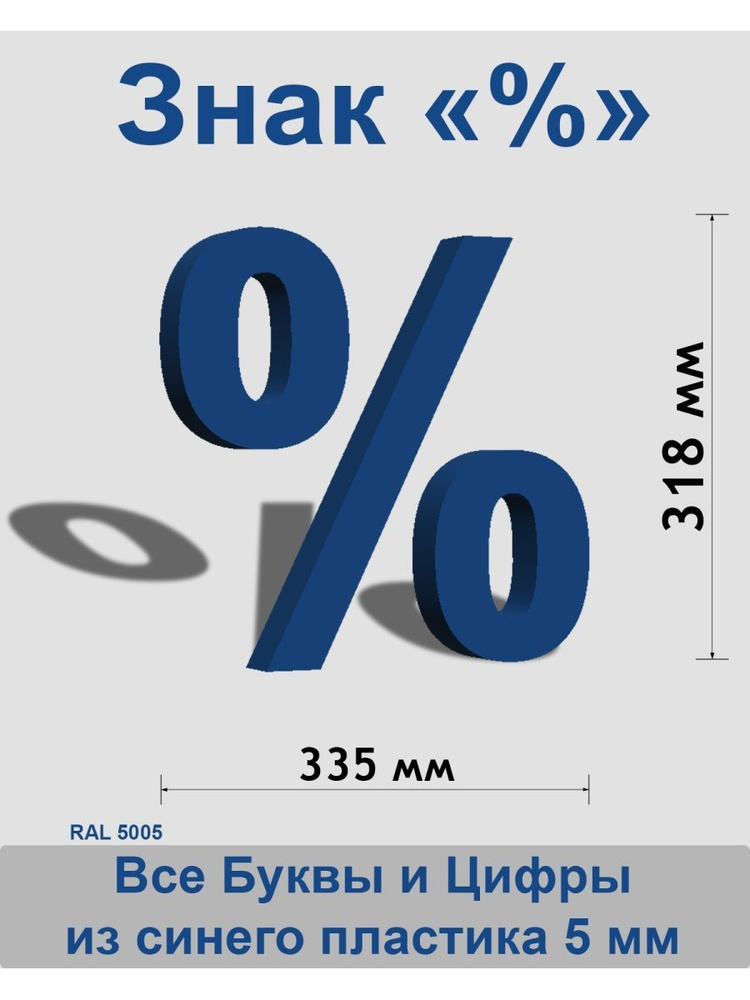 Знак % синий пластик шрифт Arial 300 мм #1