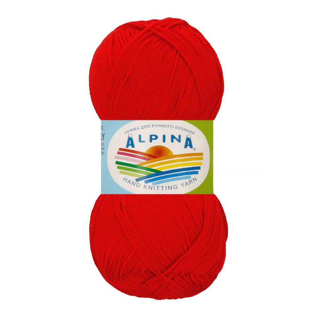 Пряжа Alpina "HOLLY" 100% мерсеризованный хлопок 10 мотков 50 г 200 м 10 м №007 красный  #1