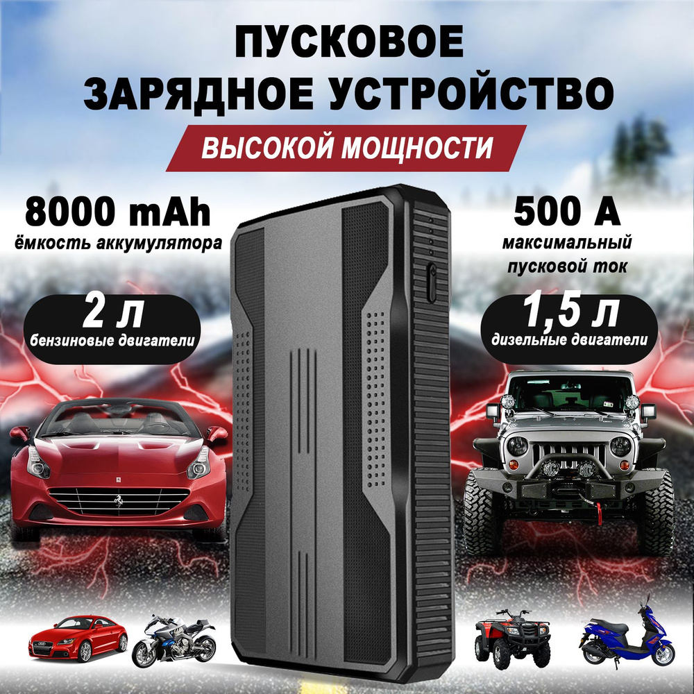 Пусковое зарядное устройство аккумулятора автомобиля High Power 8-AMH -  купить с доставкой по выгодным ценам в интернет-магазине OZON (402846893)