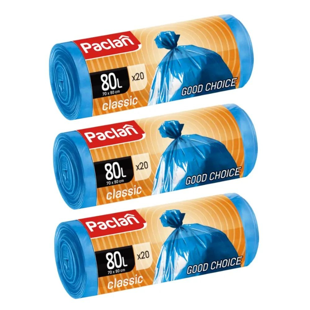 Мешки для мусора Paclan Classic 80 л синие 70 х 90 см, 60 шт #1