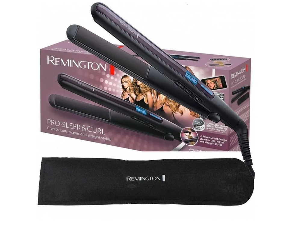 Выпрямитель для волос Remington PRO-Sleek & Curl S6505, керамическое покрытие, закругленные концы, ЖК-дисплей, #1