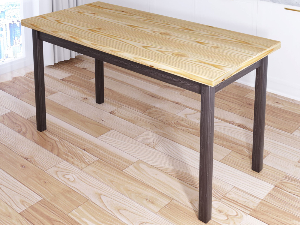 Стол кухонный Классика из массива сосны, лакированная столешница 40 мм и ножки цвета венге, 140х70х75 #1