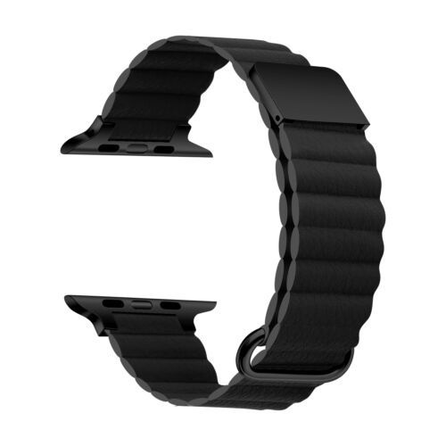 Кожаный магнитный металлический ремешок для часов Эпл Вотч iWatch Ultra Series SE 8 7 6 5 4 3 2 1,42mm,44mm,45mm,49mm,черный #1