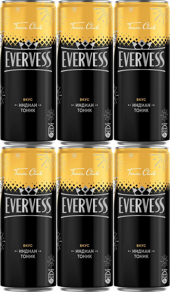 Газированный напиток Evervess Индиан Тоник сильногазированный 0,33 л, комплект: 6 упаковок по 330 мл #1