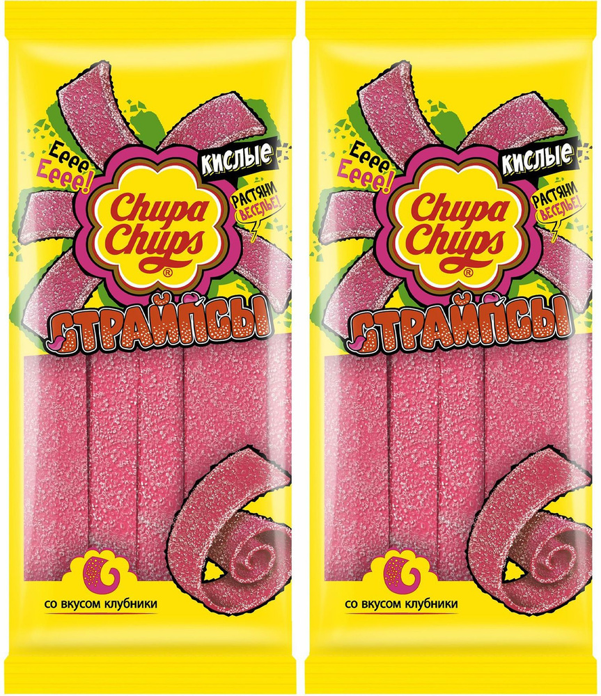 Мармелад Chupa Chups страйпсы со вкусом клубники, комплект: 2 упаковки по 120 г  #1