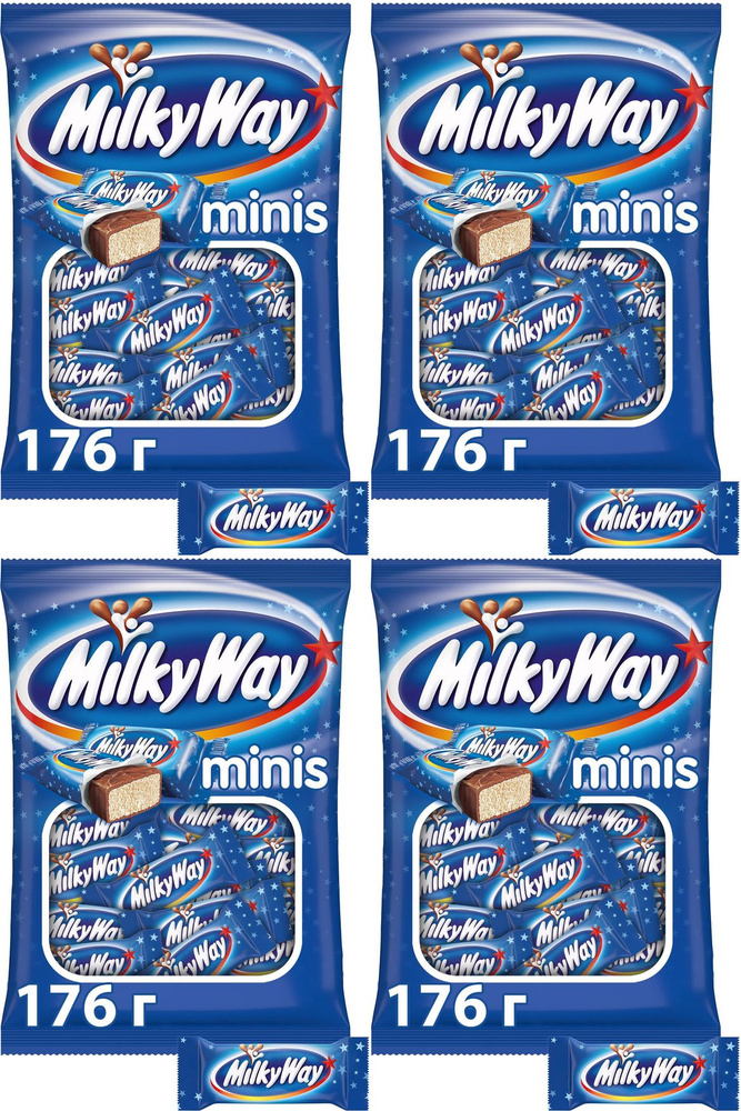 Конфеты шоколадные Milky Way Minis, комплект: 4 упаковки по 176 г  #1