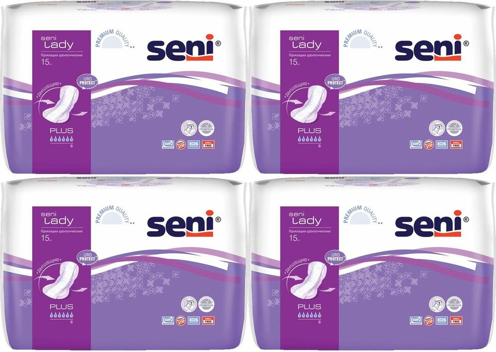 Урологические прокладки Seni Lady Plus, комплект: 4 упаковки по 15 шт  #1